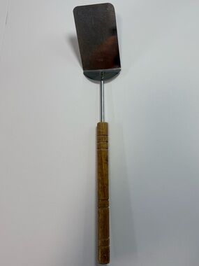 Stainless Steel Turner BBQ Spatula with Brown Wood Handle